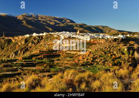 Dorf Padules an den kargen Südhängen der Sierra Nevada, Region Las Alpujarras Almeria Spanien. Stockfoto