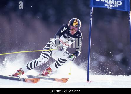 Bormio, Italien. 07. März 2022. Katja SEIZINGER, GER, Skifahrer, Action-Riesenslalom in Bormio, 1998. Januar, Â Credit: dpa/Alamy Live News Stockfoto