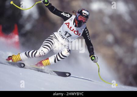 Katja SEIZINGER, GER, Skifahrer, Action bergab, Januar 1996, Cortina dÄôAmpezzo, ¬ Stockfoto