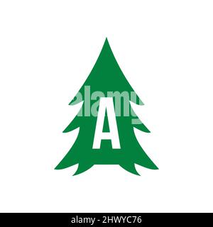 Pine Tree Logo Design auf Brief Eine Vorlage. Pine Tree Hotel Resort Wood Park Logo Design Stock Vektor