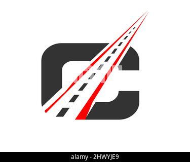 Transportlogo mit C-Letter-Konzept. C Letter Road Logo Design-Vorlage Stock Vektor