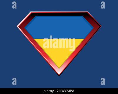 Ukraine Flagge in Superhelden Schild Stock Vektor