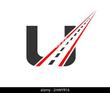 Transportlogo mit U-Letter-Konzept. U Letter Road Logo Design-Vorlage Stock Vektor