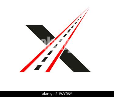 Transportlogo mit X-Letter-Konzept. Design-Vorlage für X-Letter-Logo auf der Straße Stock Vektor