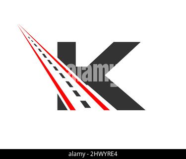 Transportlogo mit K-Letter-Konzept. K Design-Vorlage für Straßenlogo Stock Vektor