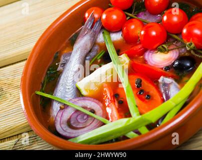 Fishersuppe vom Wittling Stockfoto