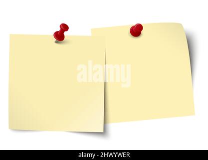 eps-Vektordarstellung mit kleinen Haftnotizen in einer Reihe mit farbigen Nadelstichen und freiem Kopierraum für Ihren eigenen Text Stock Vektor