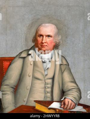 Porträt des Kaufmanns und Gründervaters der Vereinigten Staaten, Robert Morris, Jr (1734-1806) von Robert Edge Pine, Öl auf Leinwand, c. 1785 Stockfoto