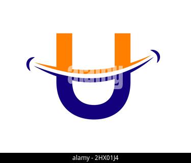 Smile-Logo mit U-Letter-Konzept. Anfangsbuchstabe U Happy Logo. Buchstabe U Smile Logo Konzept Stock Vektor