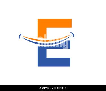 Smile-Logo mit E-Letter-Konzept. Anfangsbuchstabe E Happy Logo. Letter E Smile Logo Konzept Stock Vektor