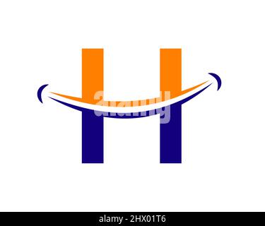 Smile-Logo mit H-Letter-Konzept. Anfangsbuchstabe H Happy Logo. Buchstabe H Smile Logo Konzept Stock Vektor