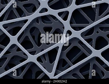 Abstrakter Hintergrund im Papierschnitt-Stil. 3D realistischer Hintergrund mit ausgeschnittenen Streifen verstrickt Web Graustufen Farbe. Origami technologische Tapete Stock Vektor