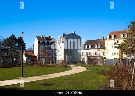 Mulhouse/Frankreich: Beliebtes Viertel rund um den Jardin de l'Automne Stockfoto