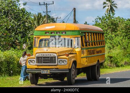 Traditioneller samoanischer lokaler Bus, Insel Upolu, Westsamoa Stockfoto