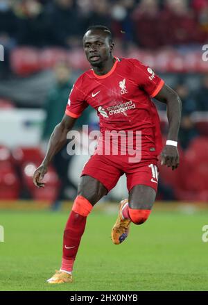 8.. März 2022 ; Anfield, Liverpool, England; Champions League Fußball, Liverpool gegen Inter Mailand : Sadio Mane aus Liverpool Stockfoto