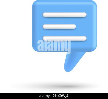 Sprechblase 3D Box Chat-Taste. Sprechblase für Nachrichten im Renderstil. Vektorgrafik Speak 3D Symboldarstellung Stock Vektor