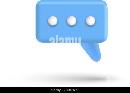Sprechblase 3D Box Chat-Taste. Sprechblase für Nachrichten im Renderstil. Vektorgrafik Speak 3D Symboldarstellung Stock Vektor