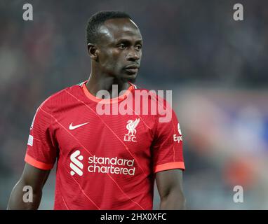 8.. März 2022 ; Anfield, Liverpool, England; Champions League Fußball, Liverpool gegen Inter Mailand : Sadio Mane aus Liverpool Stockfoto