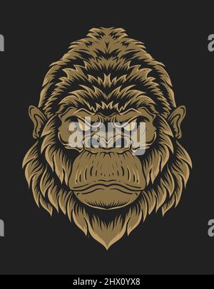 Illustrationsvektor isolierter Gorilla-Kopf Stock Vektor