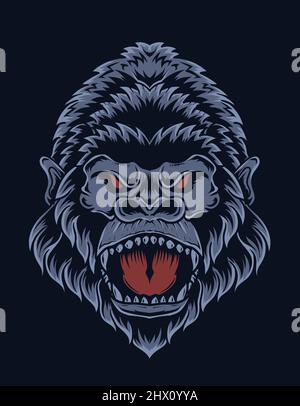 Illustrationsvektor isolierter Gorilla-Kopf Stock Vektor