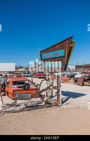 'Drive-in' ist eine Pseudo-Drive-in-Kinoinstallation der Künstler Stefan Ashkenazy, Sean Dale Taylor und Arwen Byrd. Stockfoto