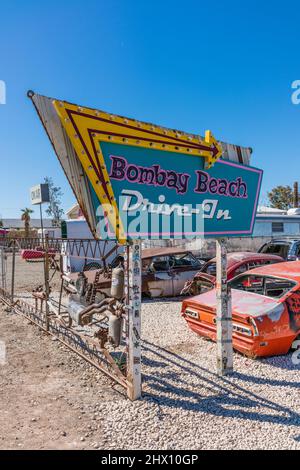 'Drive-in' ist eine Pseudo-Drive-in-Kinoinstallation der Künstler Stefan Ashkenazy, Sean Dale Taylor und Arwen Byrd. Stockfoto