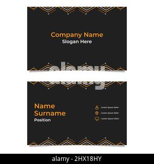 Schwarze, abstrakte sechseckige Visitenkartekarte, doppelseitig, templat Stockfoto