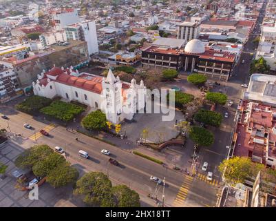 Luftaufnahme der Kathedrale von San Marcos - Tuxtla Gutierrez, Chiapas, Mexiko Stockfoto