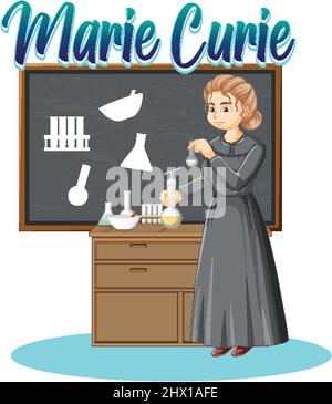 Porträt von Marie Curie in Cartoon-Stil Illustration Stock Vektor