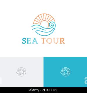 Circle Sea Beach Tour Monoline Simple Logo Template Stock Vektor