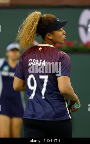 Indian Wells, Kalifornien. USA, 08. März 2022 Naomi Osaka aus Japan während des Eisenhower Cup der BNP Paribas Open 2022 im Indian Wells Tennis Garden in Indian Wells, Kalifornien. Obligatorischer Bildnachweis: Charles Baus/CSM. Stockfoto