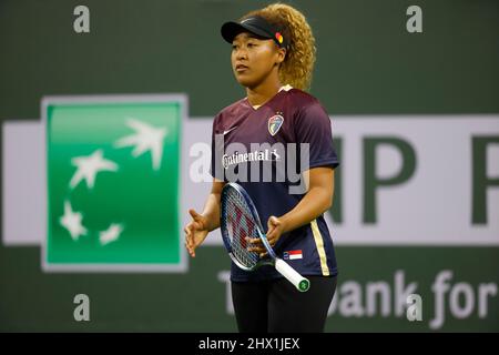 Indian Wells, Kalifornien. USA, 08. März 2022 Naomi Osaka aus Japan während des Eisenhower Cup der BNP Paribas Open 2022 im Indian Wells Tennis Garden in Indian Wells, Kalifornien. Obligatorischer Bildnachweis: Charles Baus/CSM. Stockfoto