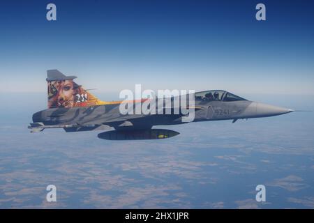 Luftverteidigungskämpfer während eines Luft-Luft-Fotoshootings (QRA) Stockfoto