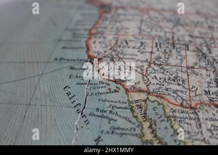 Nahaufnahme von Los Angeles auf einer alten Welt Stockfoto