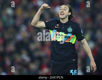 Liverpool, England, 8.. März 2022. Matteo Darmian von Internazionale während des UEFA Champions League-Spiels in Anfield, Liverpool. Bildnachweis sollte lauten: Darren Staples / Sportimage Stockfoto