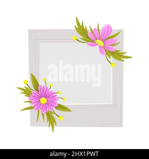 Party Fotorahmen mit Blumen. Isoliert auf weißem Hintergrund. Stock Vektor