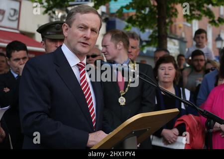 Taoiseach Enda Kenny spricht bei einem Gottesdienst in der Stunde der Bombenangriffe in Dublin Stockfoto