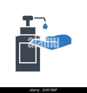 Symbol für Vektorgliphe im Zusammenhang mit dem Händedesinfektionsmittel Stock Vektor