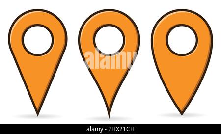 Positionssymbole werden isoliert auf einem Vektorbild mit weißem Hintergrund gesetzt. Stock Vektor