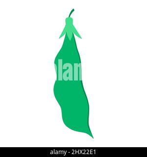 Organische grüne Erbse isoliert auf weißem Hintergrund. Gesunder Lebensstil. Vektorgrafik im flachen Stil. Stock Vektor