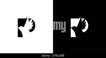 Einfaches und attraktives P-Initial-Vogel-Logo-Design Stock Vektor