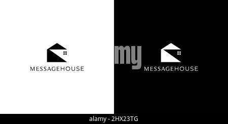 Einzigartiges und modernes Message House Logo Design Stock Vektor