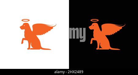 Modernes und attraktives Engelshund-Logo-Design Stock Vektor