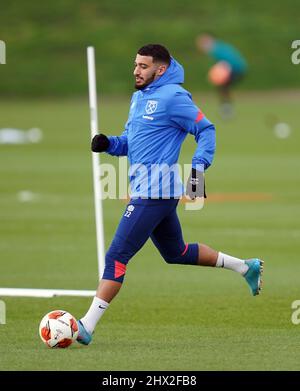 West Ham United sagte Benrahma während einer Trainingseinheit auf dem Rush Green Training Ground in London. Bilddatum: Mittwoch, 9. März 2022. Stockfoto