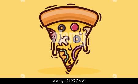Cremige Pizza isoliert auf hellorangefarbenem Hintergrund Vektorbild. Stock Vektor