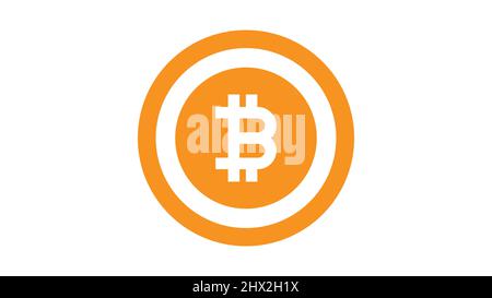 Bitcoin ein Kryptowährungssymbol, das auf einem polaren weißen Vektorbild isoliert ist. Stock Vektor