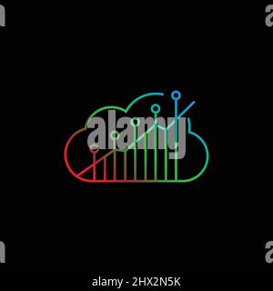 Erstaunliches und modernes Digial Cloud-Logo-Design Stock Vektor