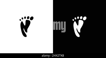 Einfaches und modernes Design mit N-Initialen und Fußabdruck Stock Vektor