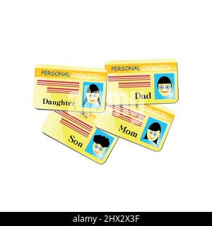 Symbolvektor der persönlichen und familiären Identität der Staatsbürgerschaft Stock Vektor