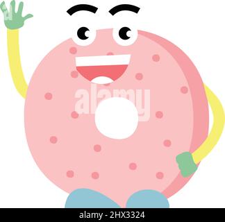 Das witzige und lächerliche Donut Maskottchen Stock Vektor